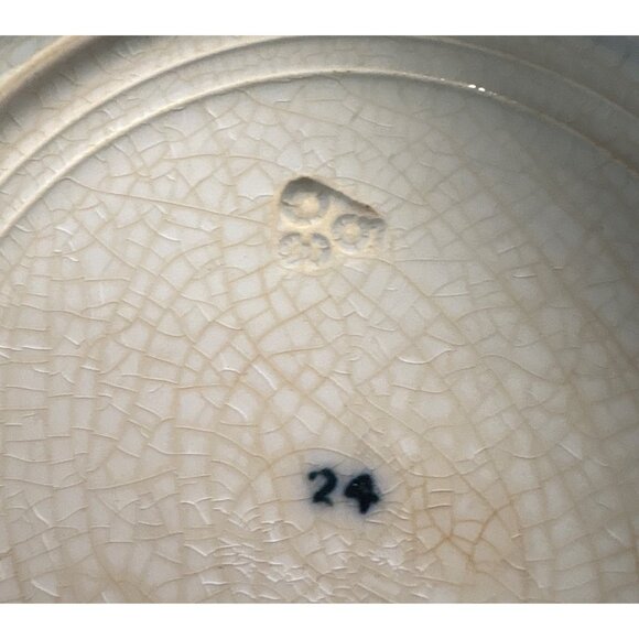 Ebor by Ridgway Plate Flow Blue 8" Floral Gold Trim England Semi Porcelain - Picture 5 of 7